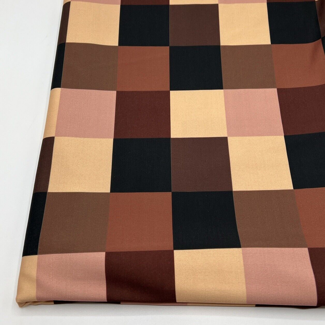 Brown Square Print ITY Fabric