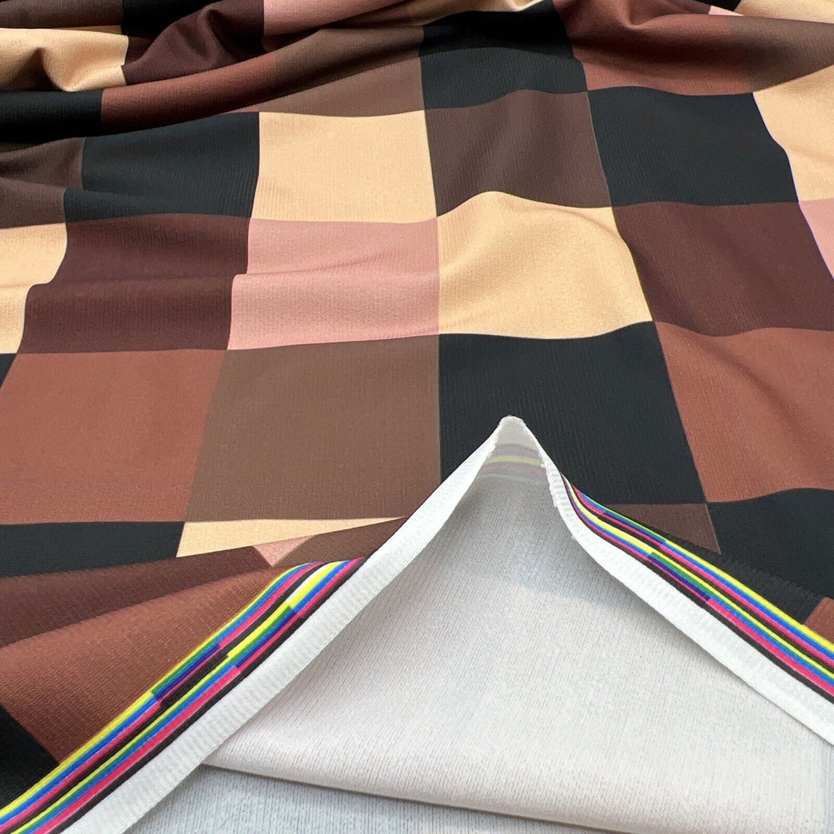 Brown Square Print ITY Fabric