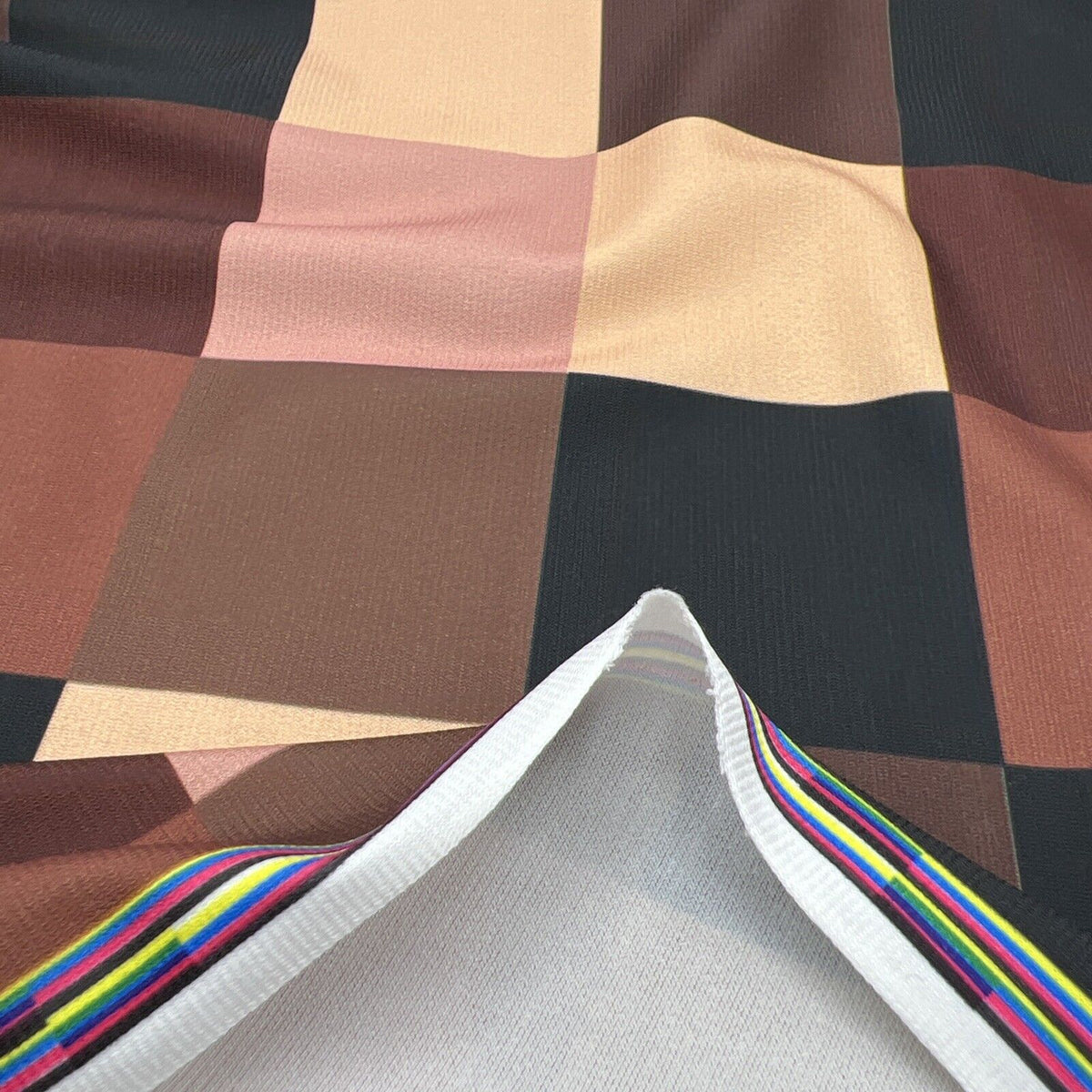 Brown Square Print ITY Fabric