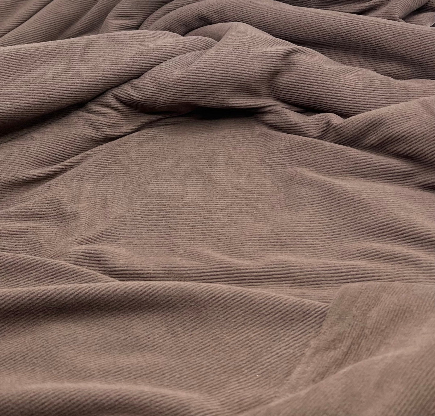 Brown Super Soft Brushed Cosy Fine Rib Stretch Fabric