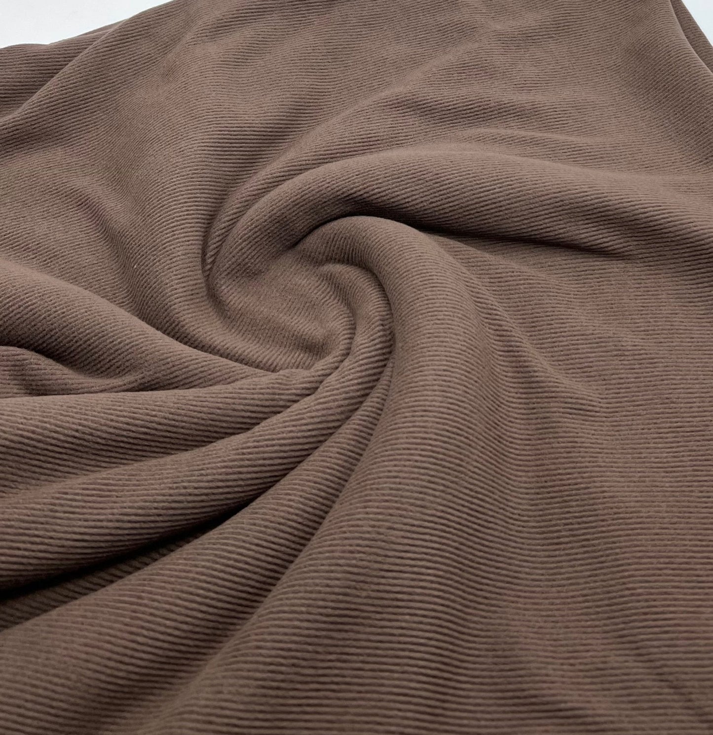 Brown Super Soft Brushed Cosy Fine Rib Stretch Fabric