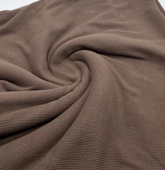 Brown Super Soft Brushed Cosy Fine Rib Stretch Fabric