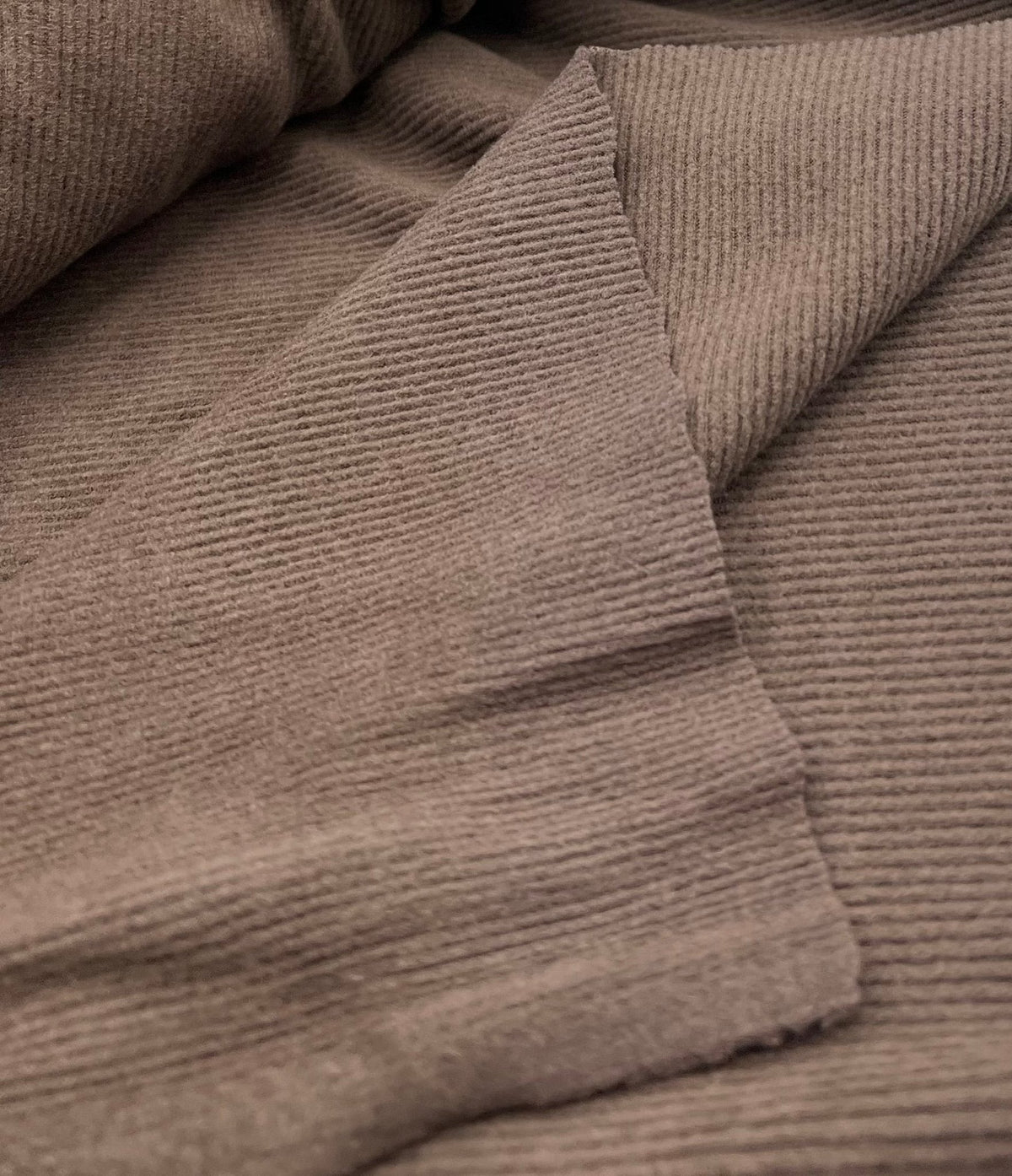 Brown Super Soft Brushed Cosy Fine Rib Stretch Fabric