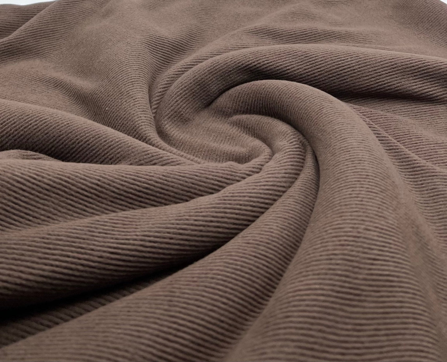 Brown Super Soft Brushed Cosy Fine Rib Stretch Fabric