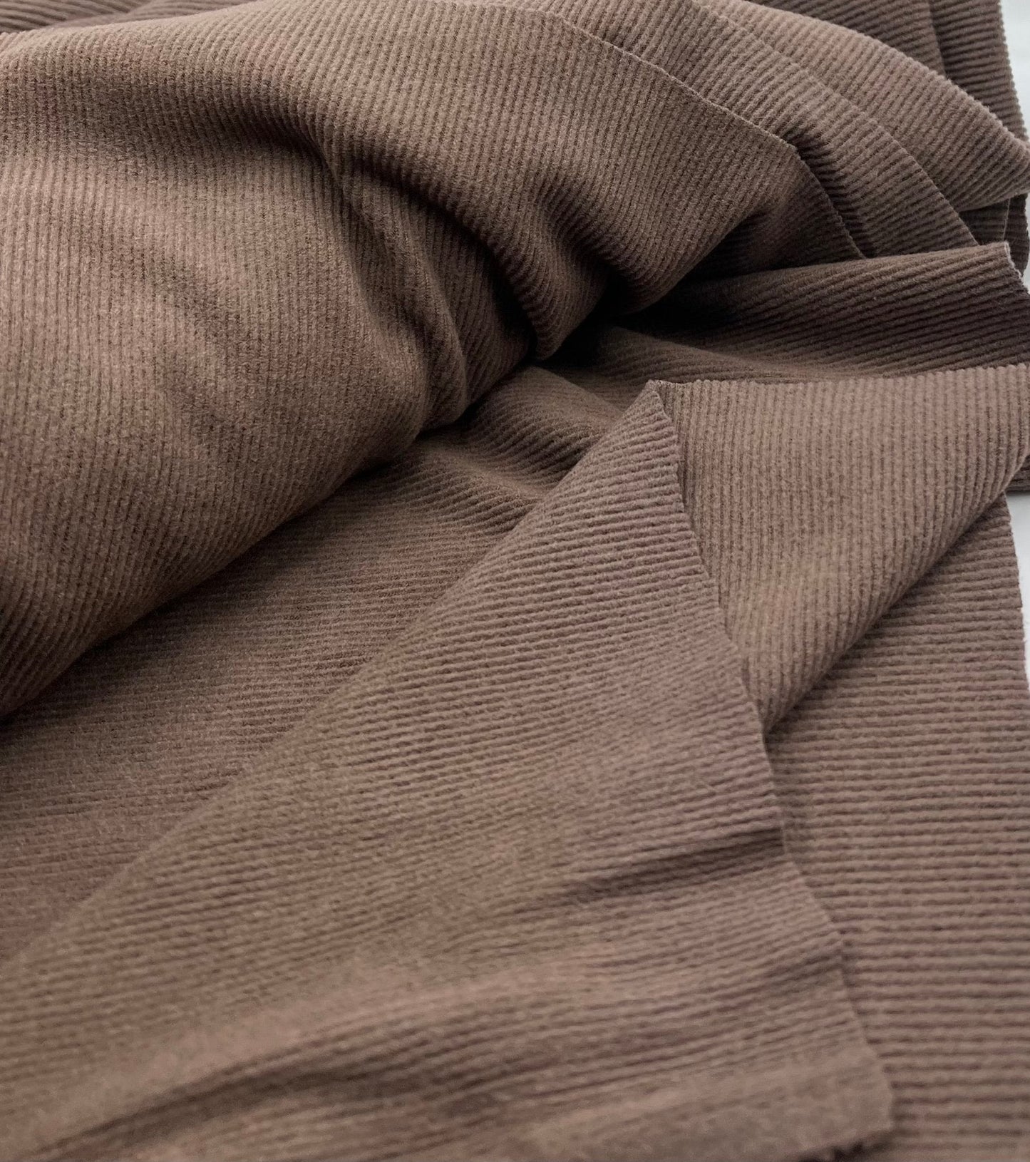 Brown Super Soft Brushed Cosy Fine Rib Stretch Fabric