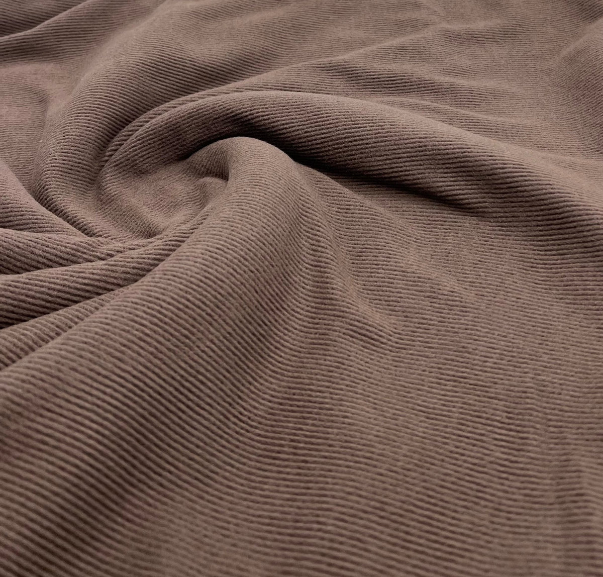 Brown Super Soft Brushed Cosy Fine Rib Stretch Fabric