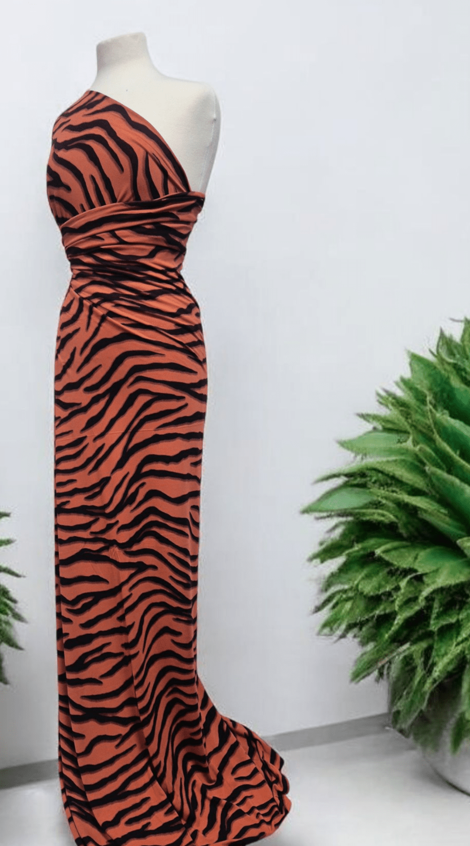 Brown Terracota Animal Print Viscose Elastane Fabric