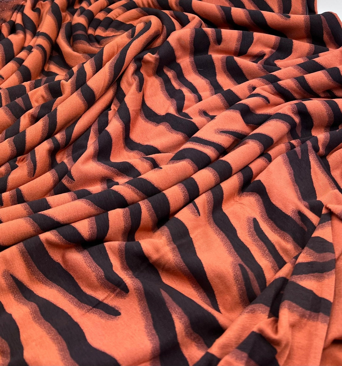Brown Terracota Animal Print Viscose Elastane Fabric