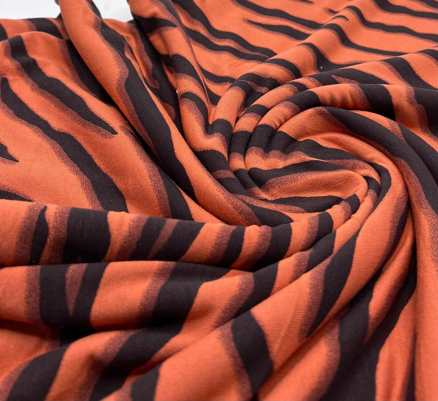Brown Terracota Animal Print Viscose Elastane Fabric