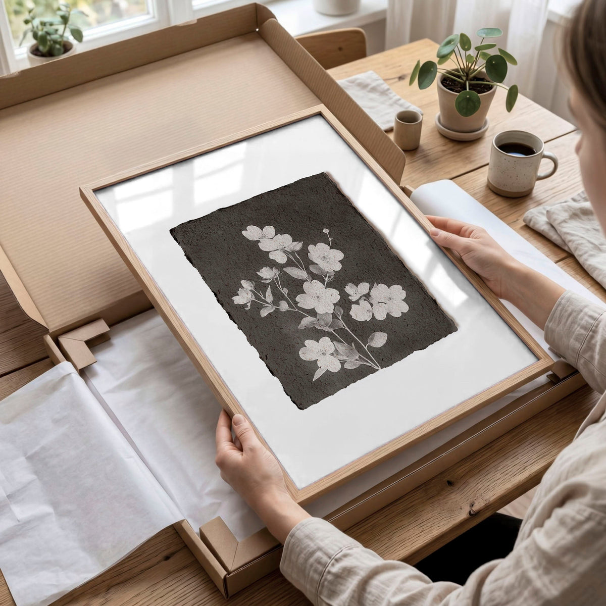 Brown Wall Art Rustic Botanical Wildflowers & Blossom Tree Prints | Set of 3