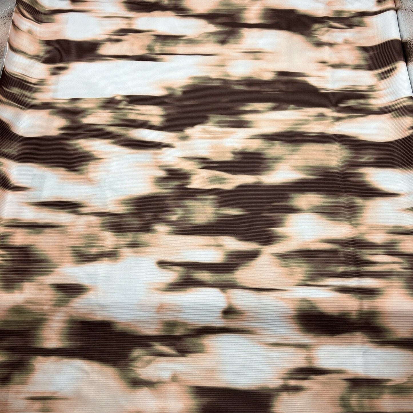 Brown White Print 2X1 Fine Rib Stretch Fabric
