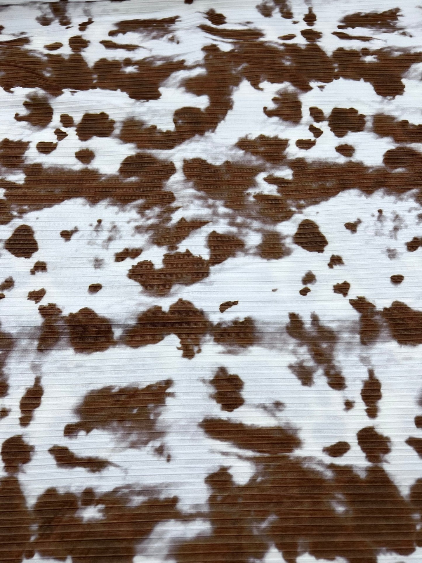 Brown White Print 8x4 Wide Rib Stretch Fabric