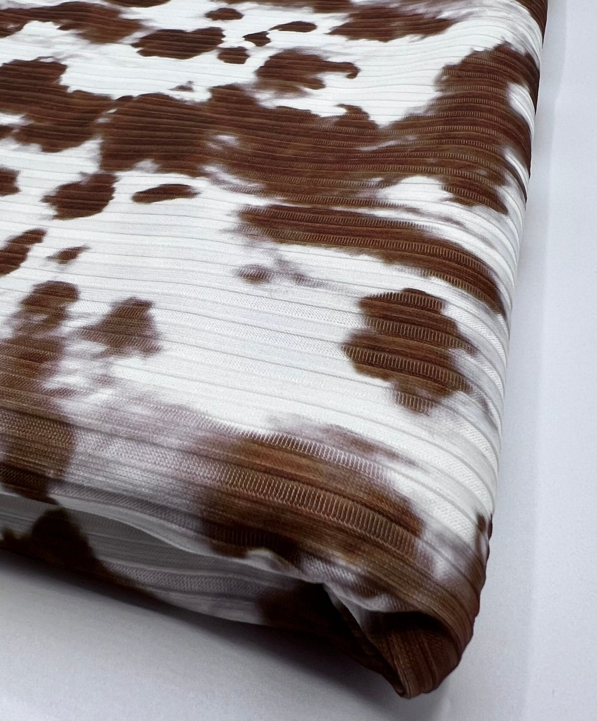 Brown White Print 8x4 Wide Rib Stretch Fabric