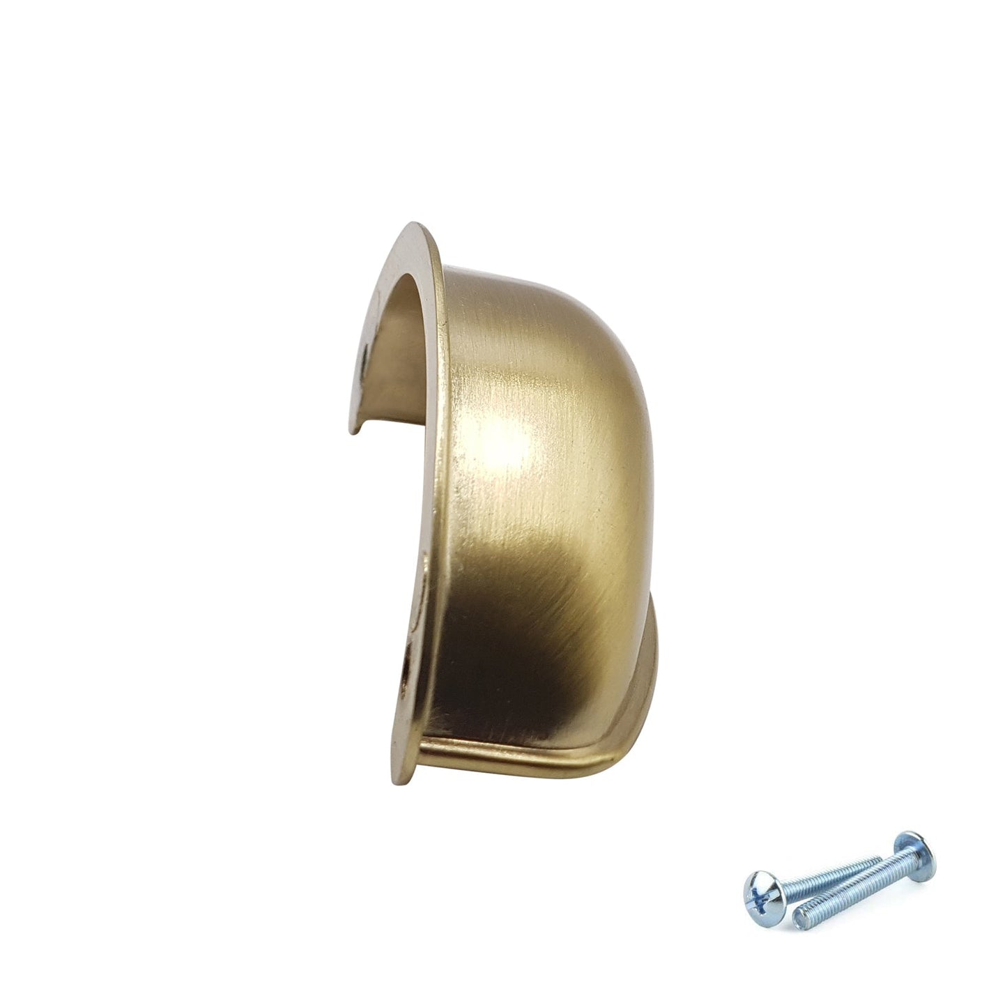 Brushed Brass Cup Handle – 79mm Cabinet Drawer Pull (64mm Centres) | M4TEC VG3 Series