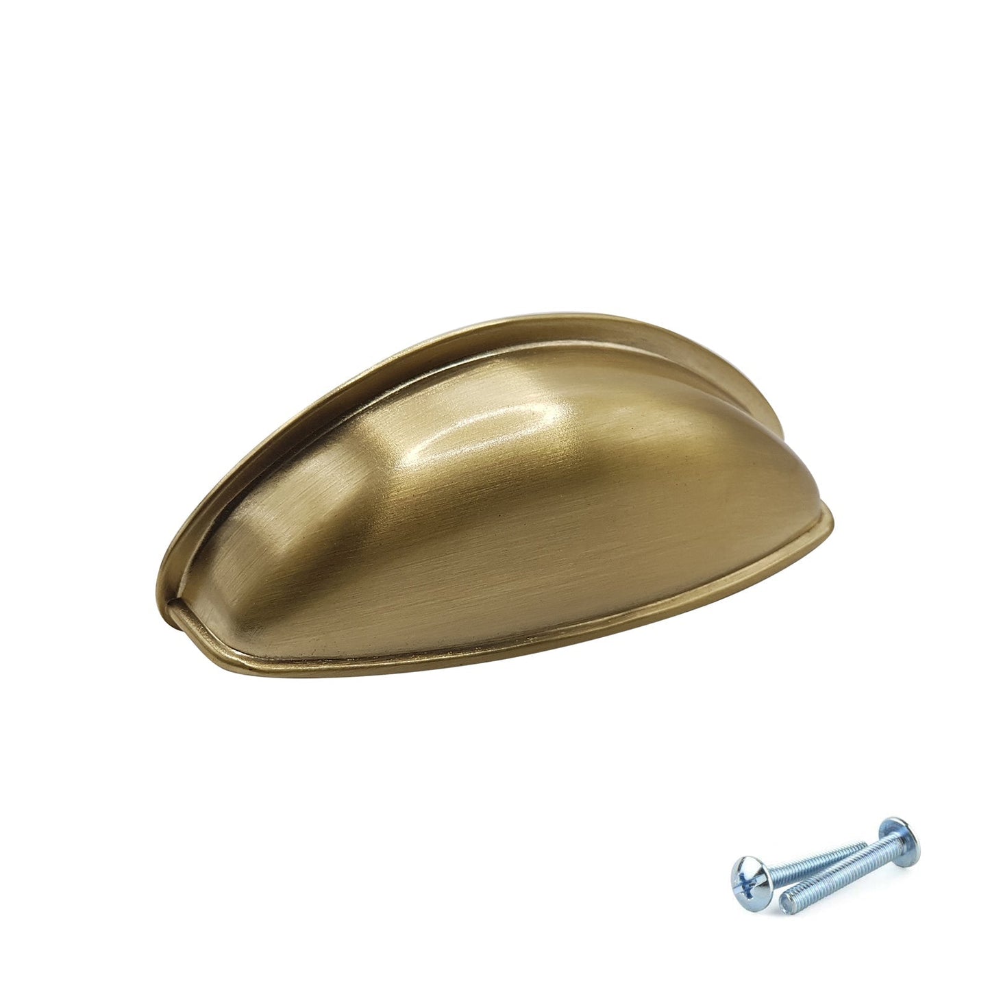 Brushed Brass Cup Handle – 79mm Cabinet Drawer Pull (64mm Centres) | M4TEC VG3 Series