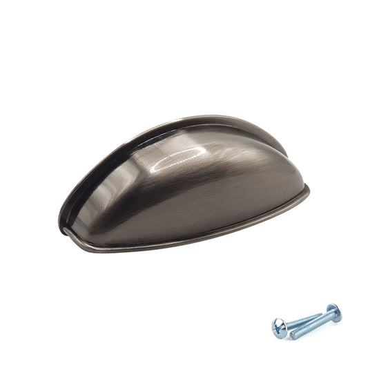 Brushed Nickel Cup Handle – 79mm Cabinet Drawer Pull (64mm Centres) | M4TEC VG3 Series