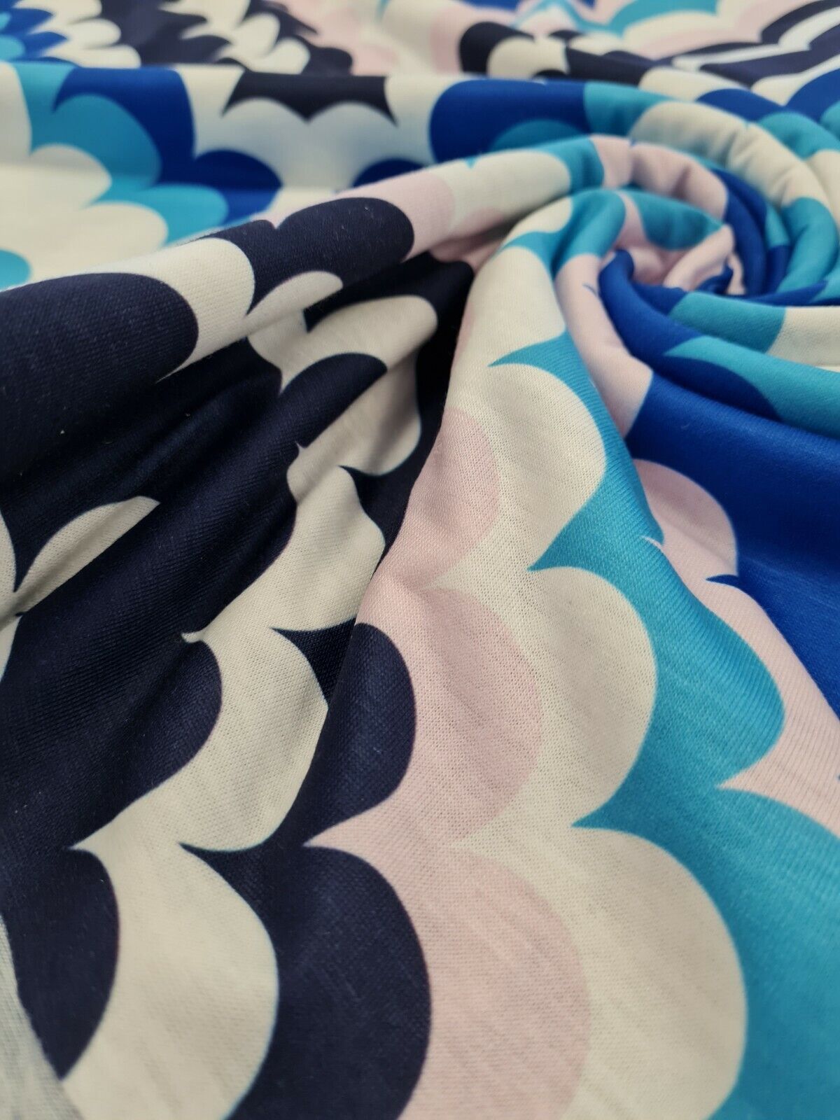 Bubble Zigzag Print Spun Poly Stretch Fabric