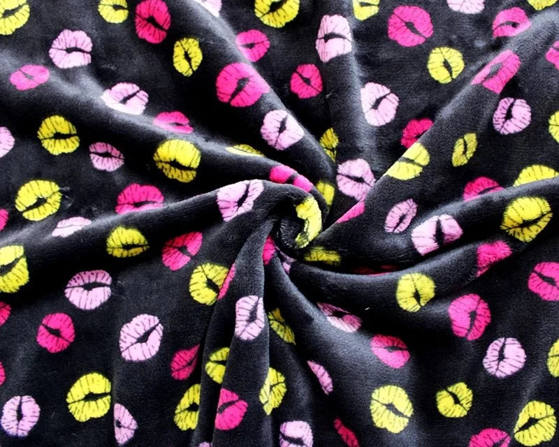 Bubs Lips Cuddle Fleece Fabric Blanket Loungewear