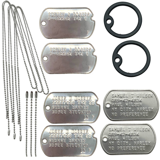Bucky, Falcon, Captain America (Complete Collection) WWII Style Military Dog Tags Prop Replica - Stainless Steel - Chain&Silencers Included