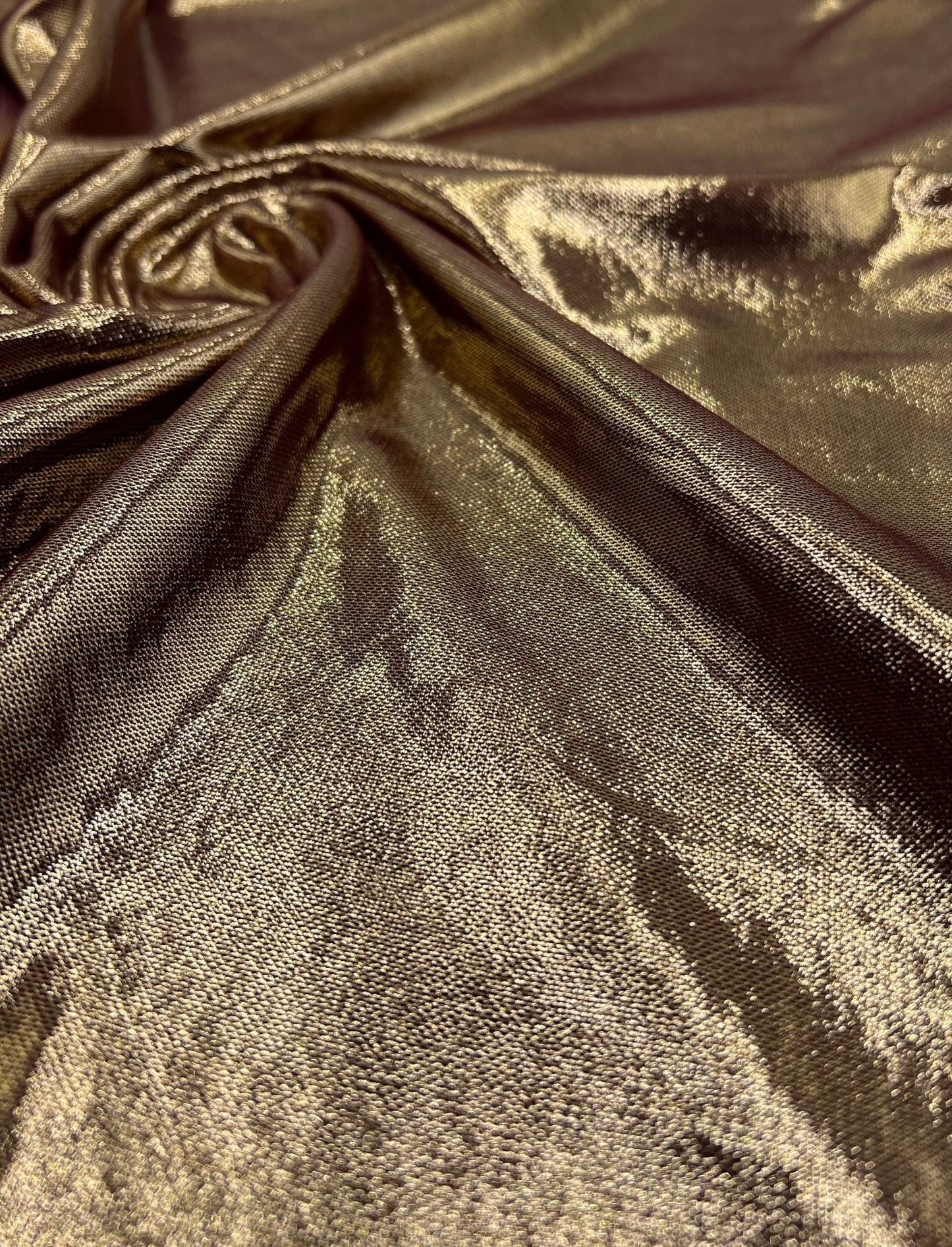 Burgundy Gold Shiny Foil Mesh Fabric Stretch