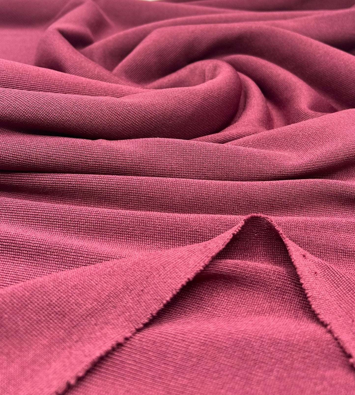Burgundy Heavy Weight Fine Rib Stretch Fabric 320 GSM