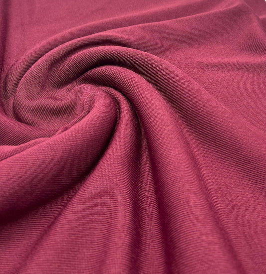 Burgundy Heavy Weight Fine Rib Stretch Fabric 320 GSM
