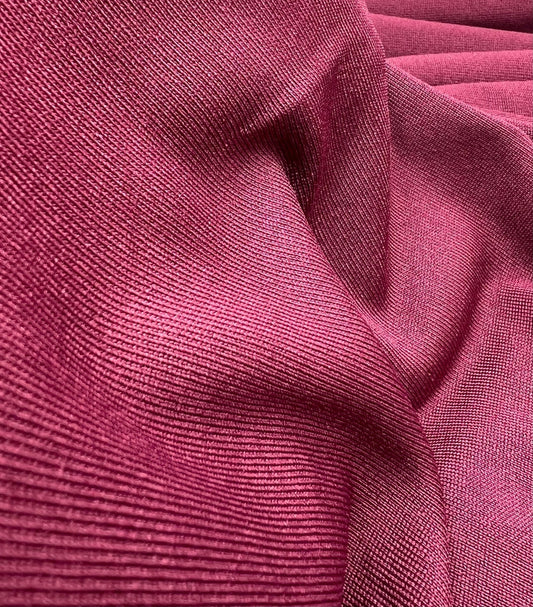 Burgundy Heavy Weight Fine Rib Stretch Fabric 320 GSM