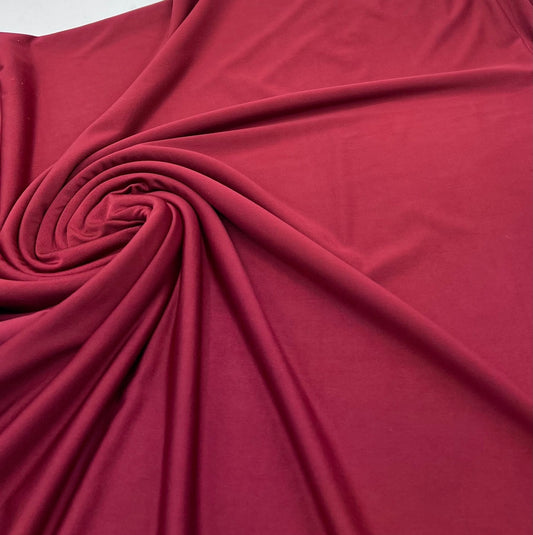 Burgundy Plain Shiny Soft Touch Slinky 4 Way Stretch Fabric