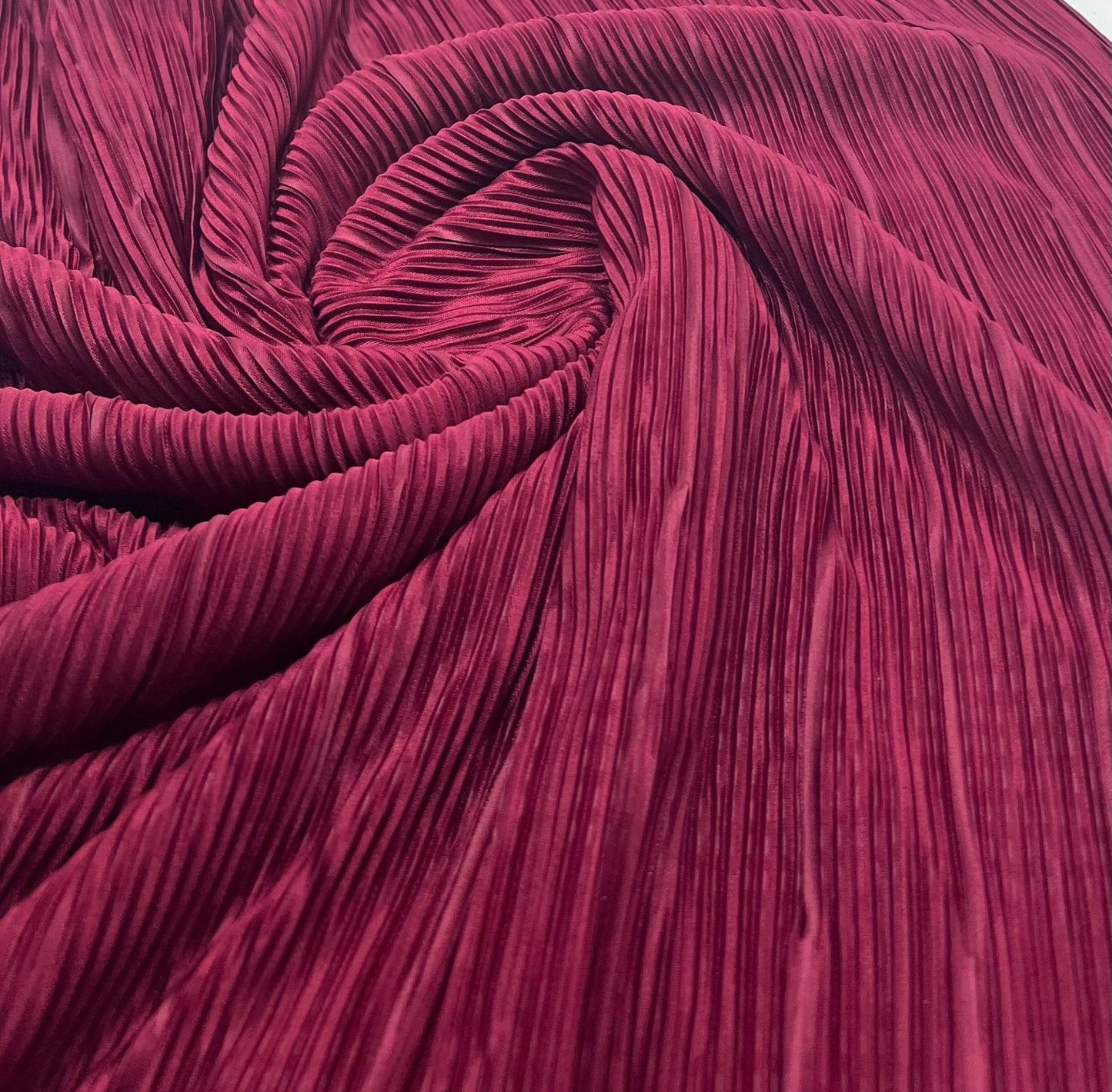 Burgundy Plisse Pleated Stretch Fabric