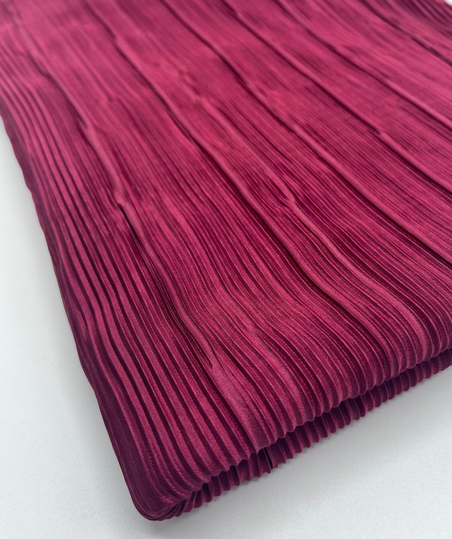 Burgundy Plisse Pleated Stretch Fabric