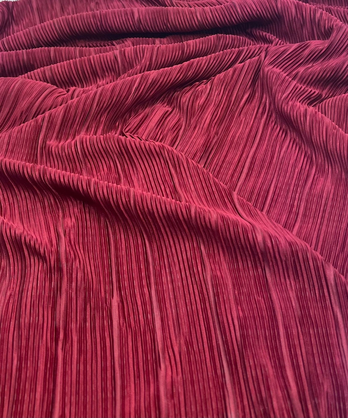 Burgundy Plisse Pleated Stretch Fabric