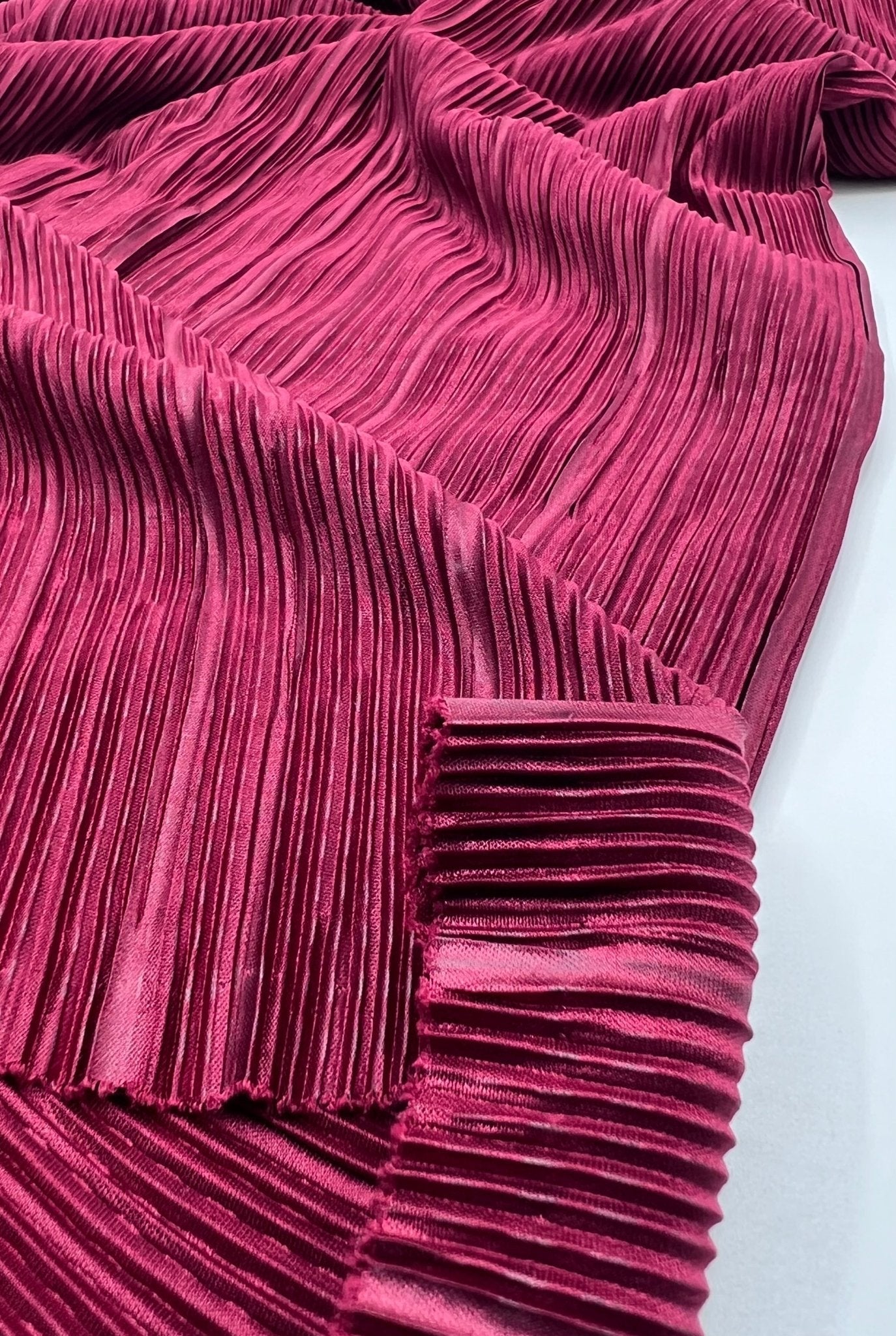 Burgundy Plisse Pleated Stretch Fabric