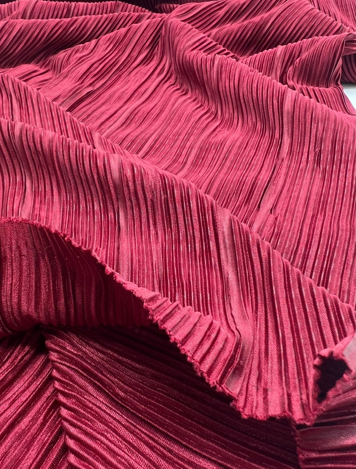 Burgundy Plisse Pleated Stretch Fabric