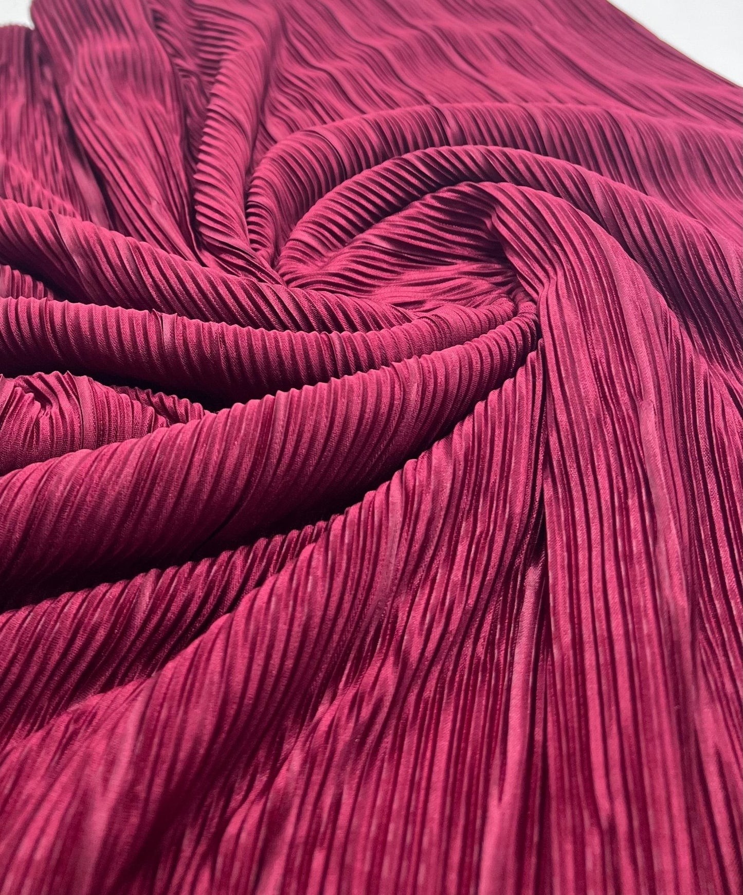 Burgundy Plisse Pleated Stretch Fabric