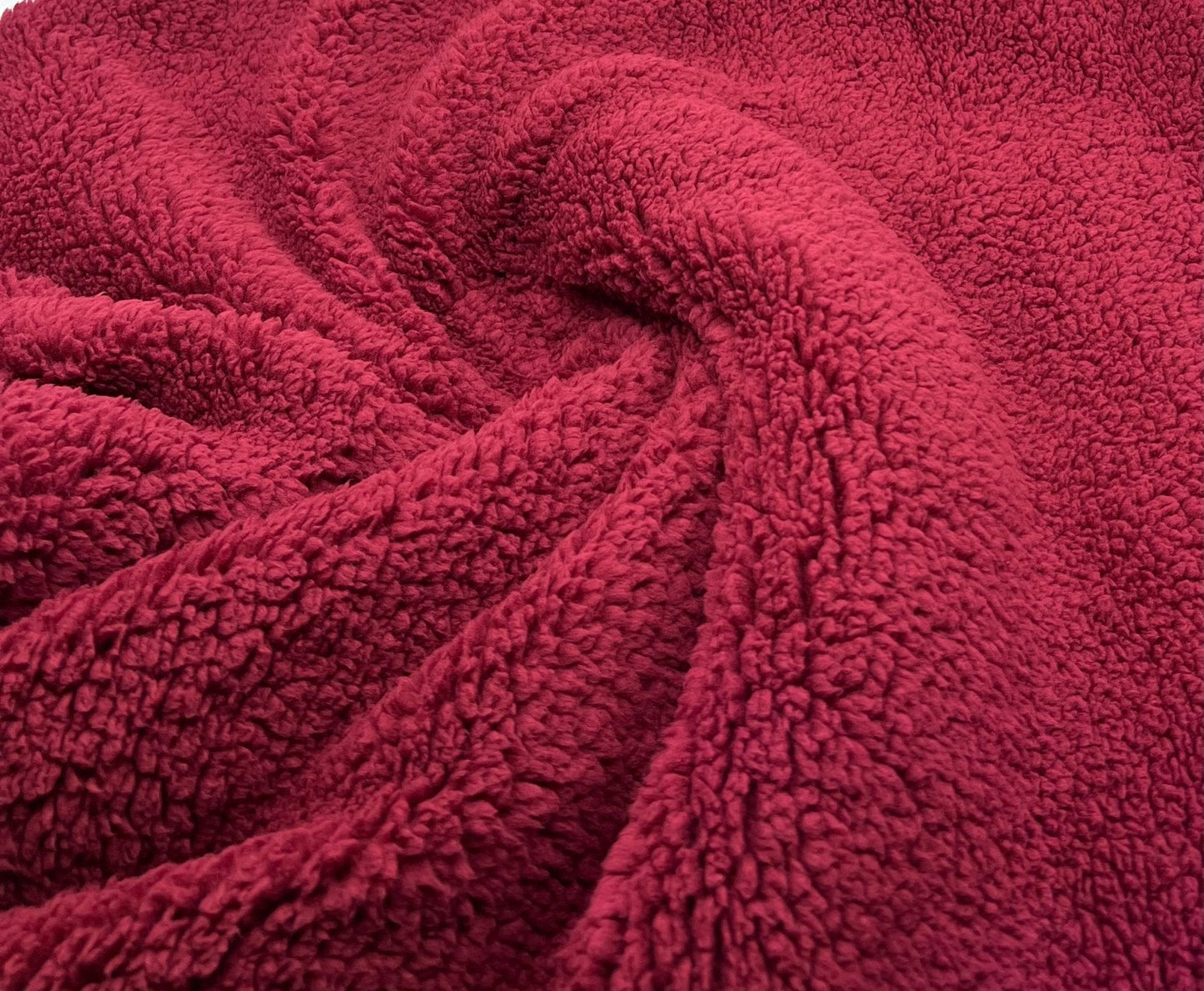 Burgundy Sherpa Fleece Fluffy Borg Faux Fur Fabric