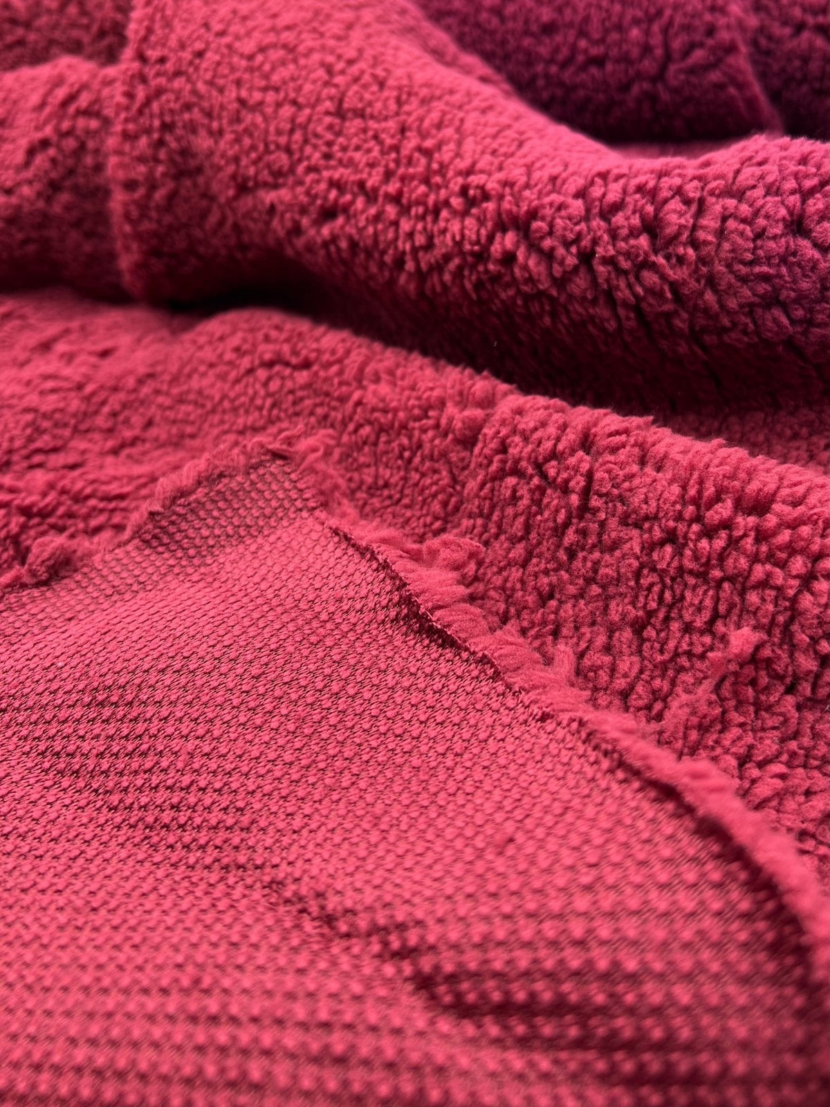 Burgundy Sherpa Fleece Fluffy Borg Faux Fur Fabric
