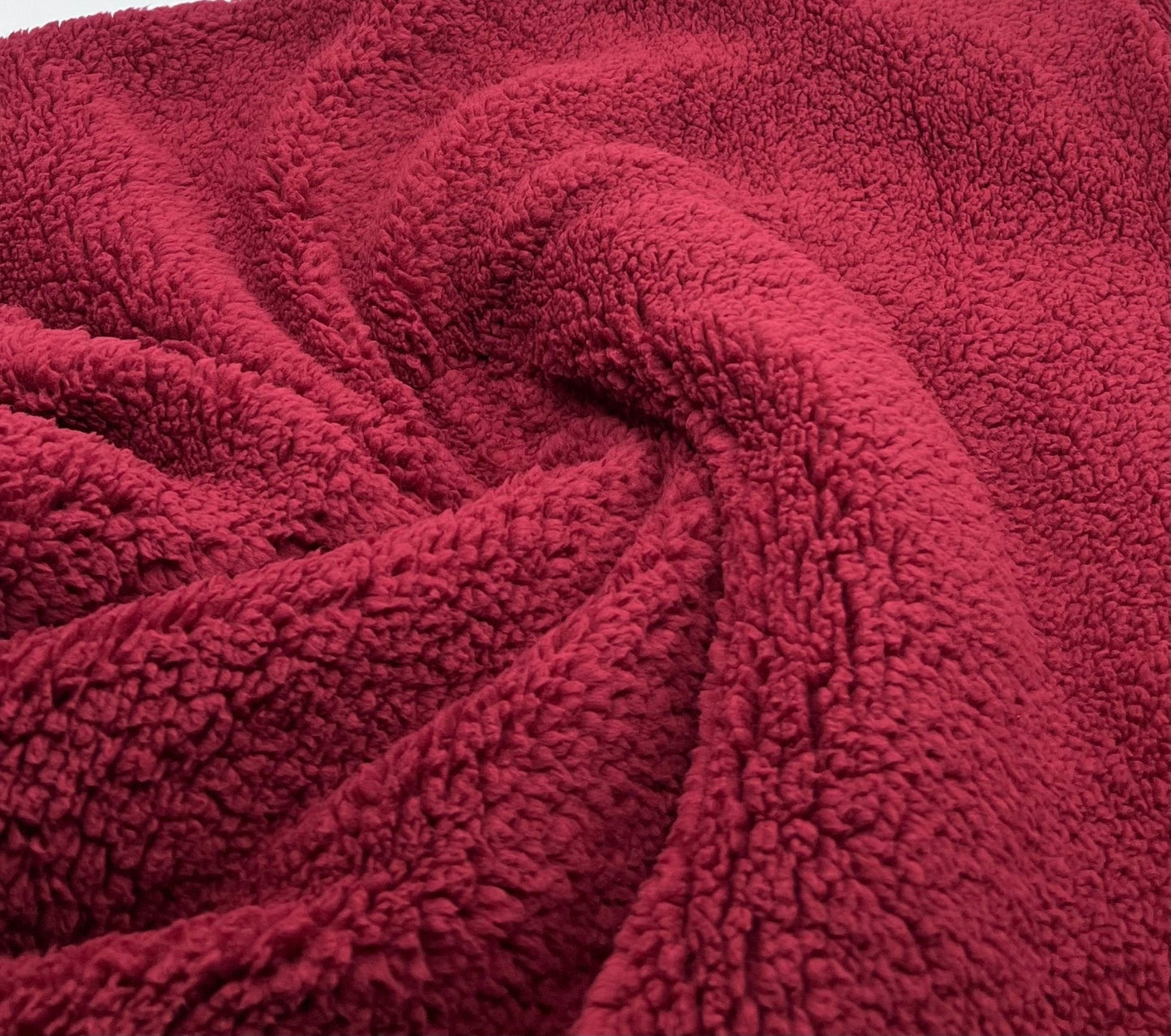Burgundy Sherpa Fleece Fluffy Borg Faux Fur Fabric