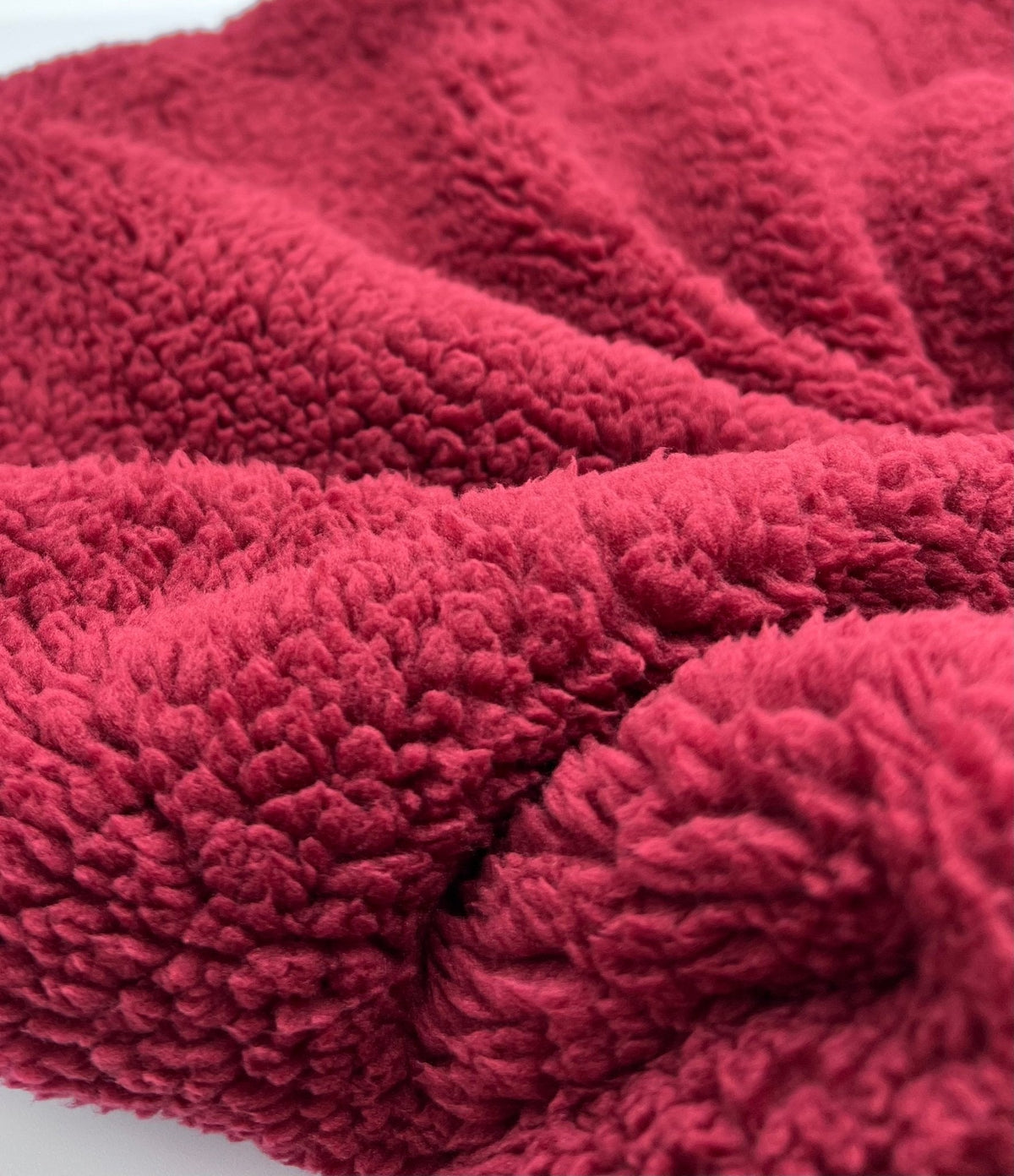 Burgundy Sherpa Fleece Fluffy Borg Faux Fur Fabric