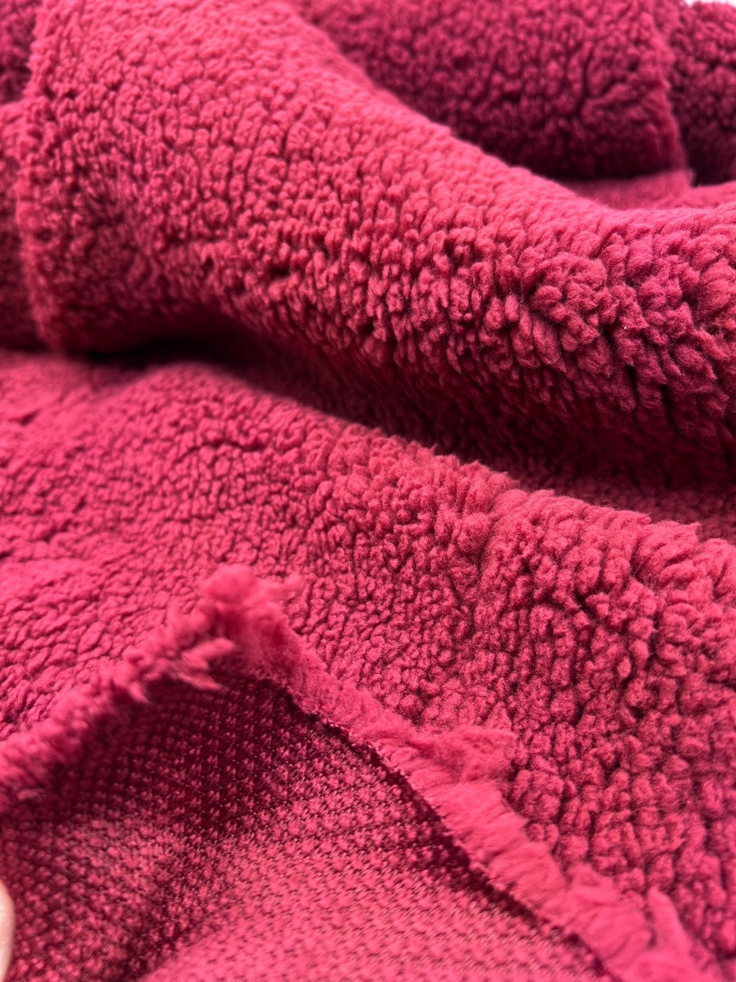 Burgundy Sherpa Fleece Fluffy Borg Faux Fur Fabric