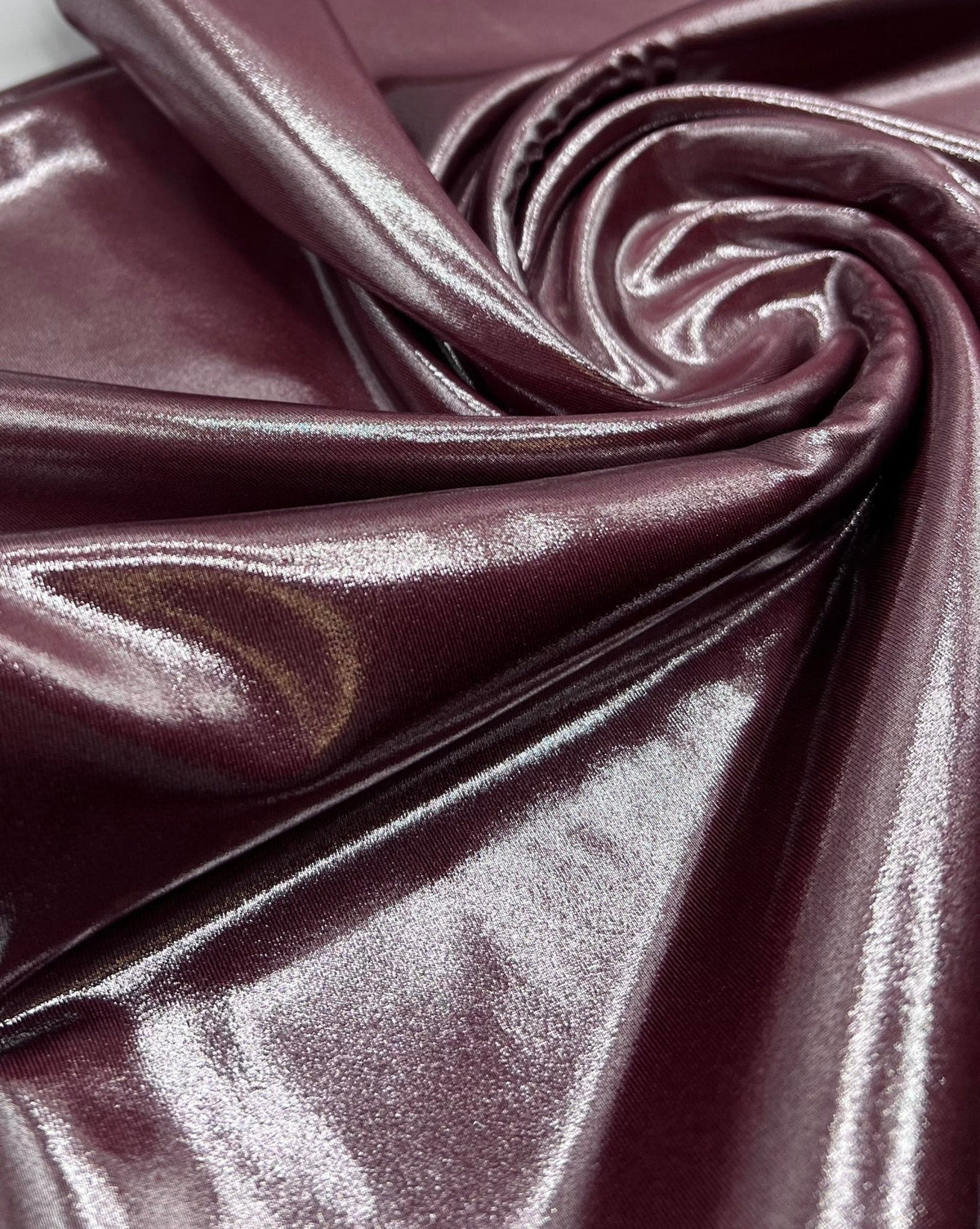 Burgundy Shiny Foil Swimwear / Sportswear 4 Way Stretch Fabric