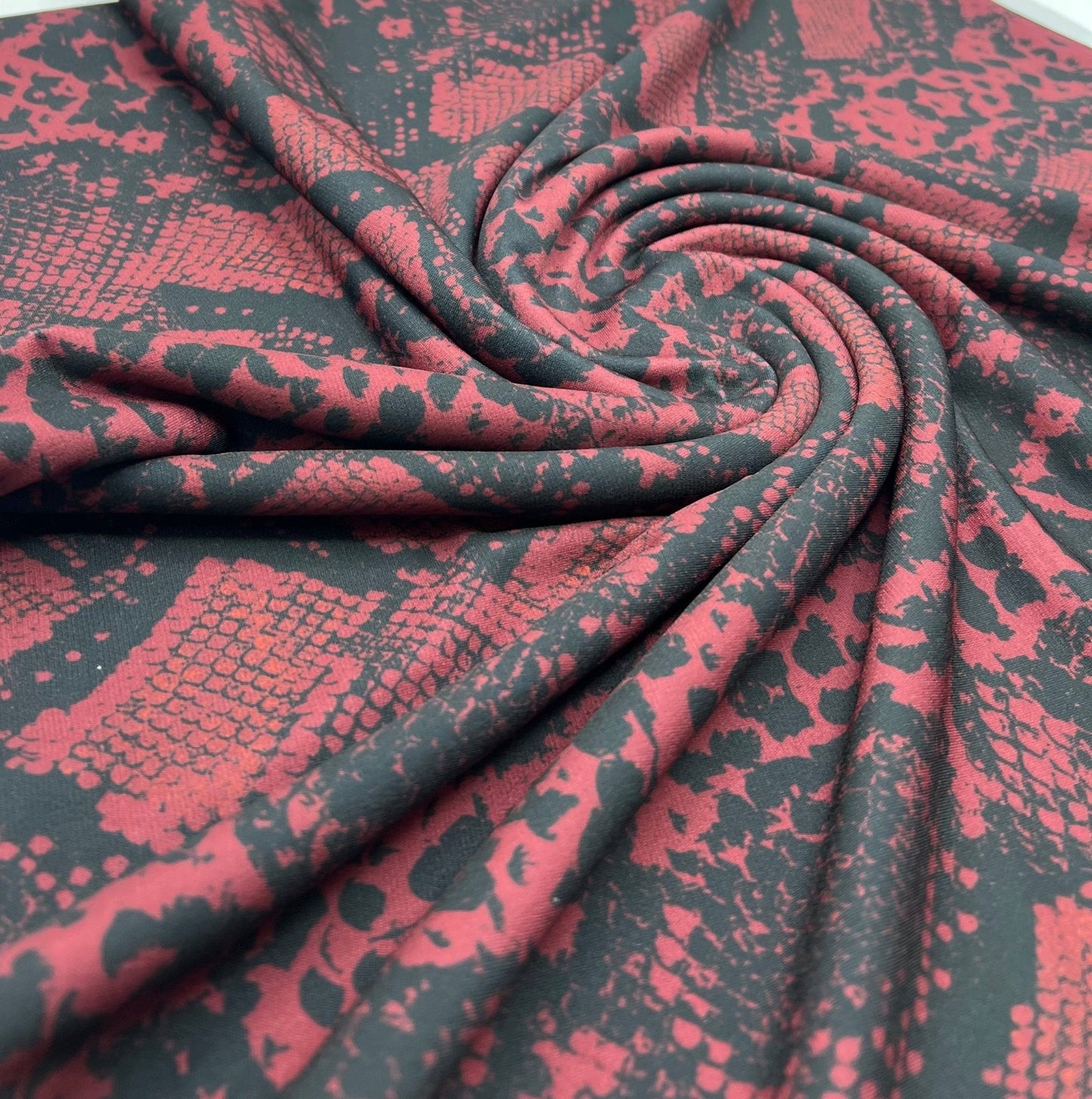 Burgundy Snake Print ITY Fabric