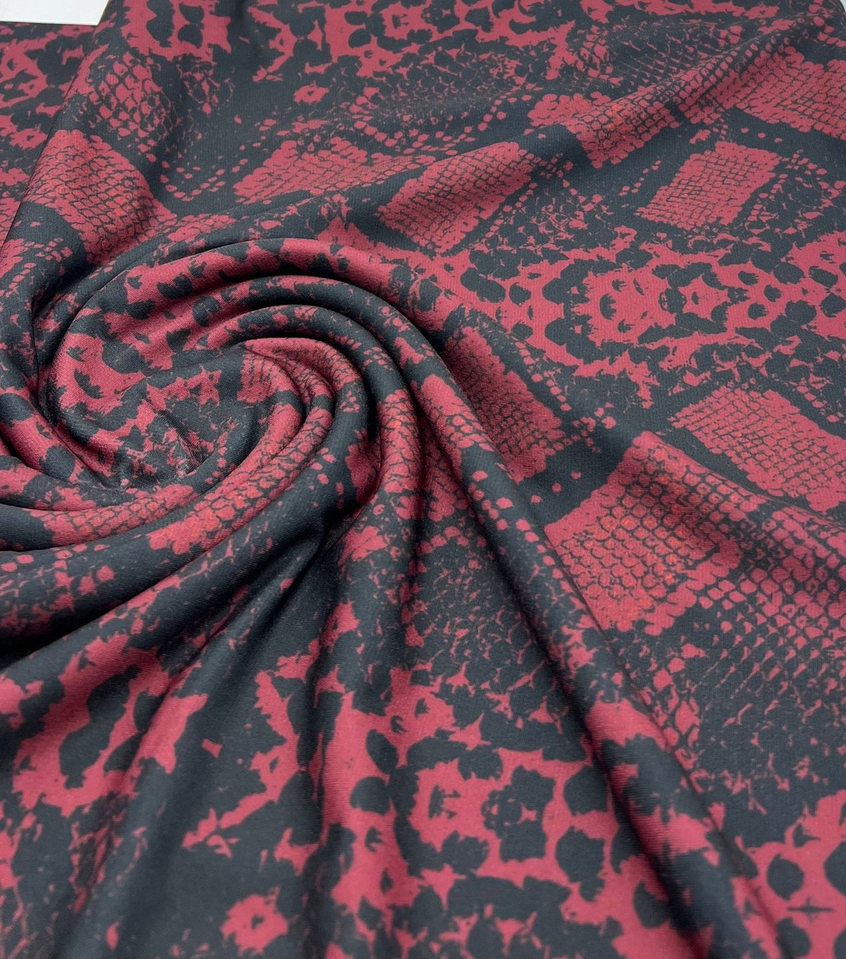 Burgundy Snake Print ITY Fabric