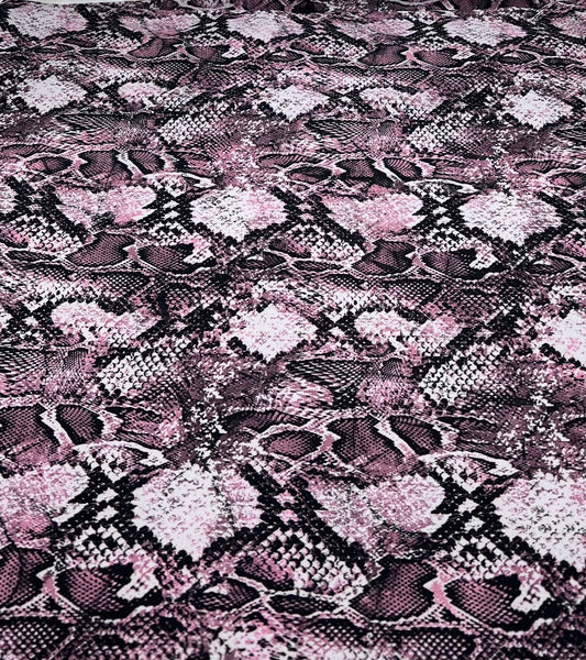 Burgundy Snake Print Soft Touch Stretch Fabric