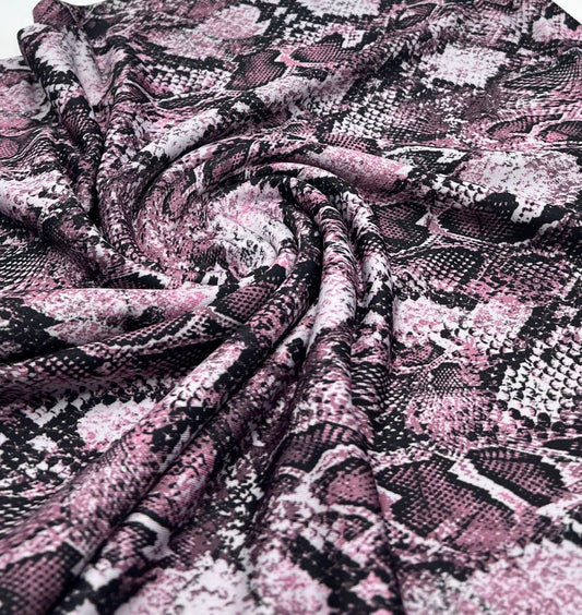 Burgundy Snake Print Soft Touch Stretch Fabric