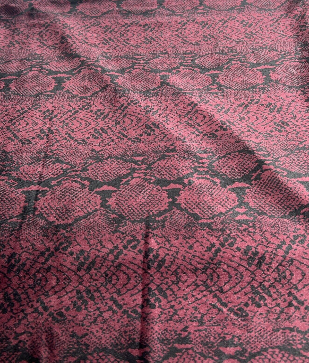 Burgundy Snake Velour Spandex Stretch Fabric