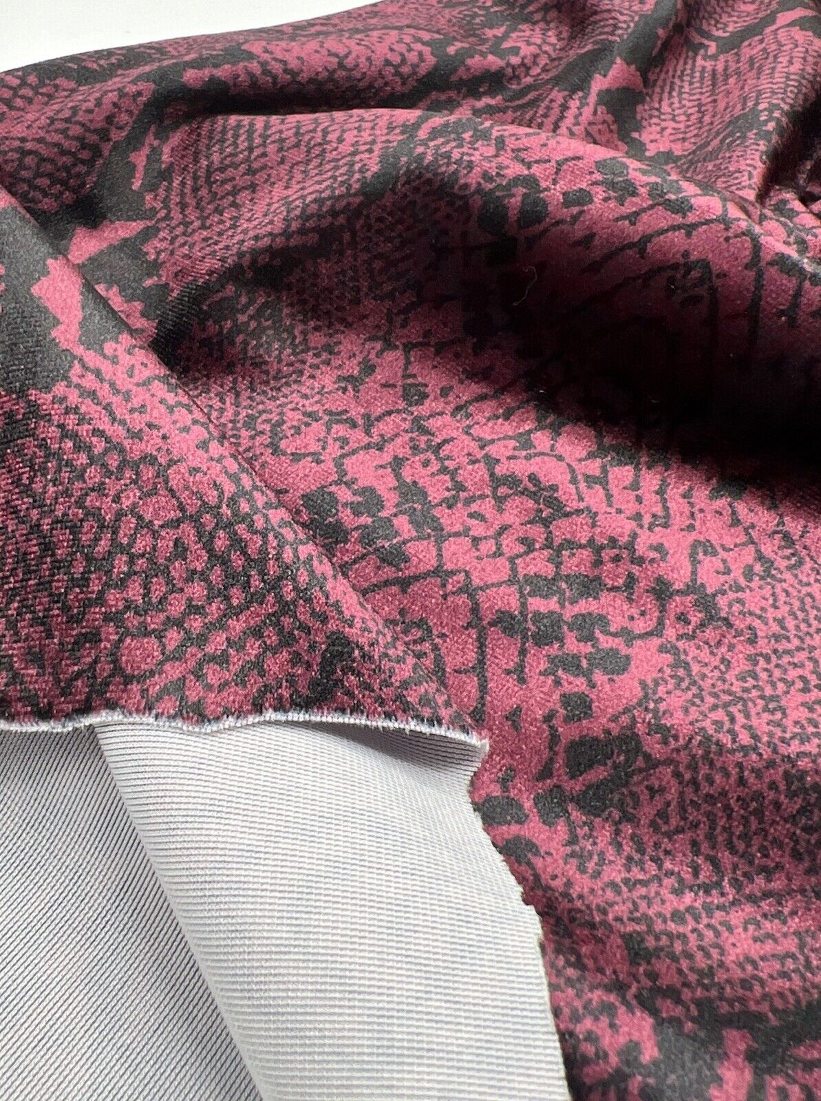 Burgundy Snake Velour Spandex Stretch Fabric