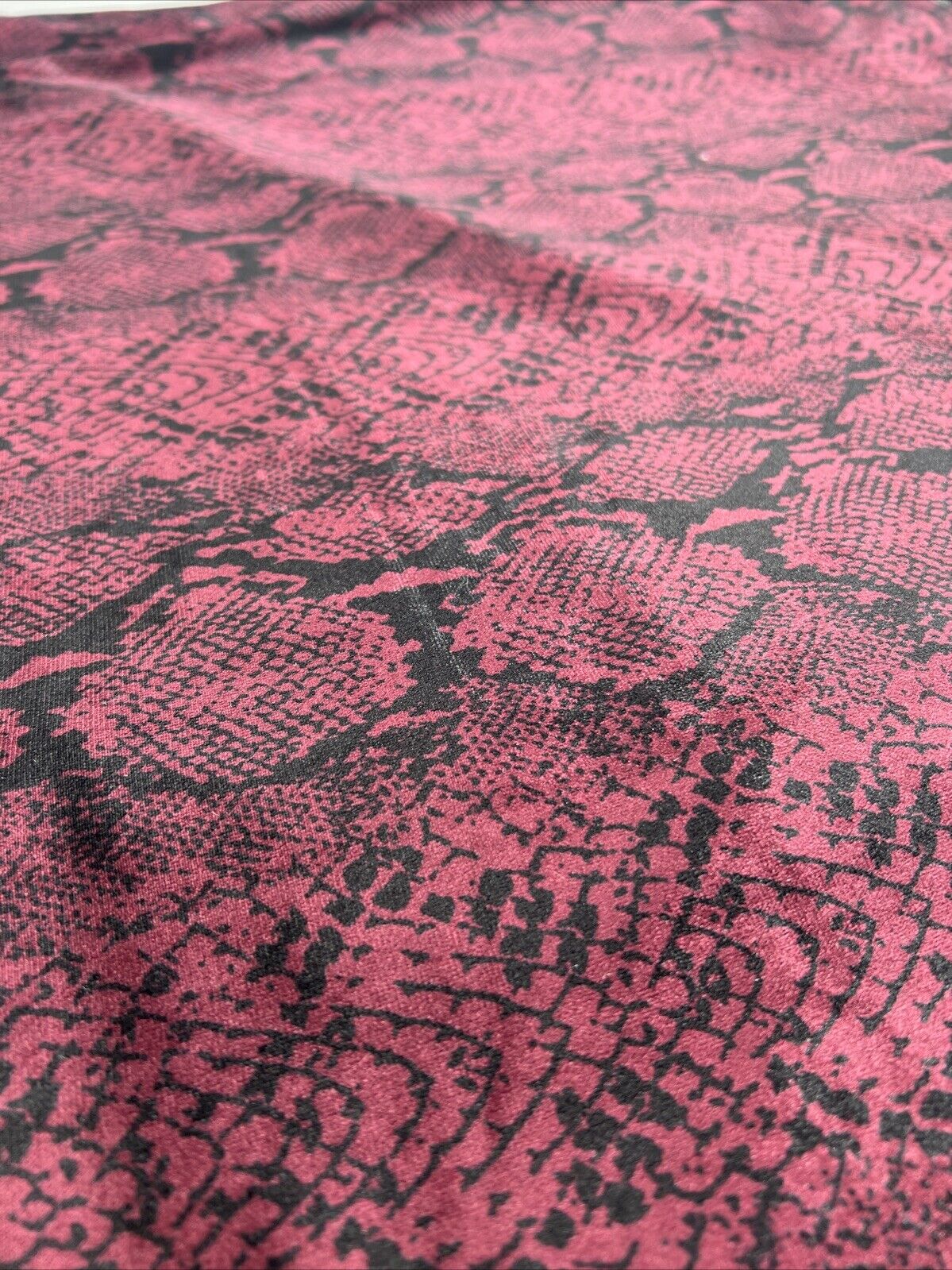 Burgundy Snake Velour Spandex Stretch Fabric