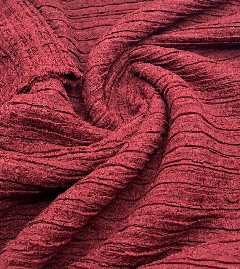 Burgundy Thick Textured 4 Way Stretch Fabric