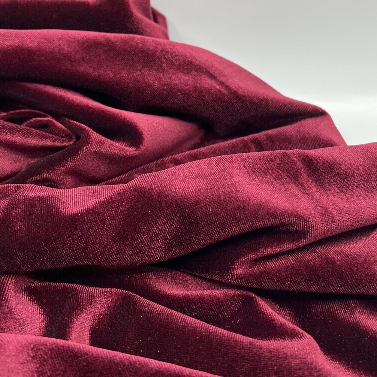 Burgundy Plain Velour Spandex Stretch Fabric