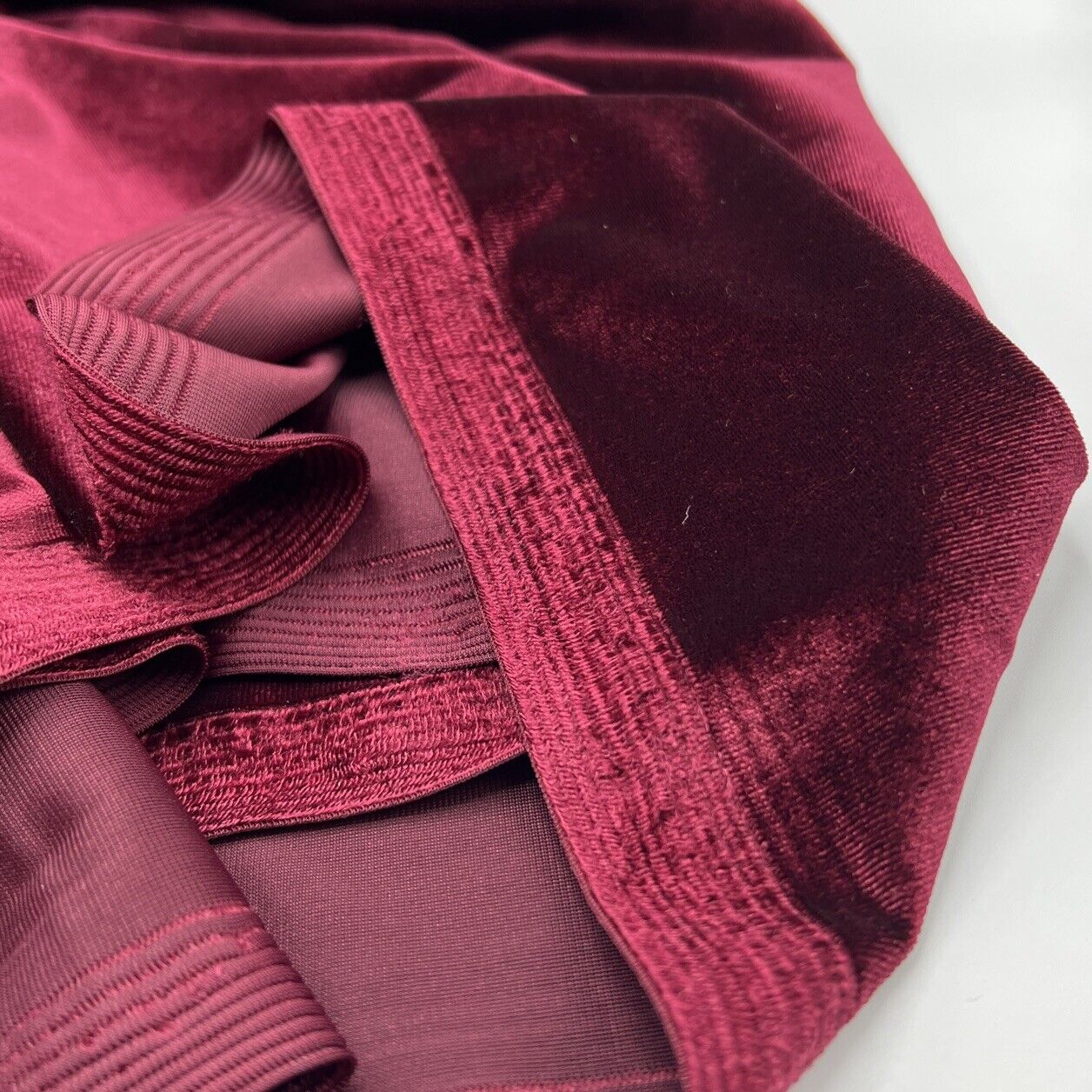 Burgundy Plain Velour Spandex Stretch Fabric